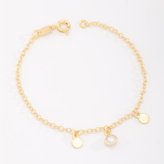 PI-00095 PULSEIRA INFANTIL COM PINGENTES LISOS E DETALHE DE PÉROLA