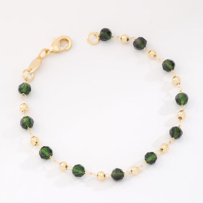 PI-00114 PULSEIRA INFANTIL BANHADA A OURO 18K COM BOLAS E DETALHES METÁLICOS