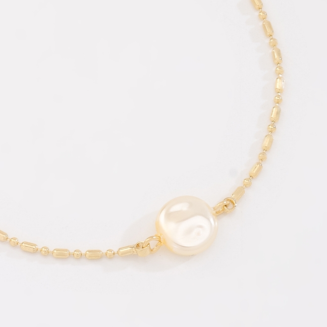 PI-00117 PULSEIRA INFANTIL BANHADA A OURO 18K COM DETALHE EM PÉROLA