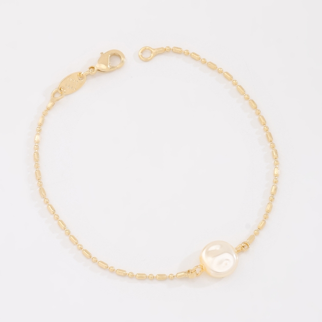PI-00117 PULSEIRA INFANTIL BANHADA A OURO 18K COM DETALHE EM PÉROLA