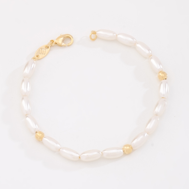 PI-00120 PULSEIRA INFANTIL BANHADA A OURO 18K COM PÉROLAS