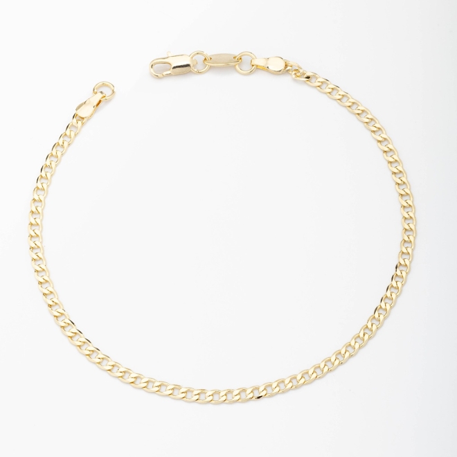 PR-0035 PULSEIRA BANHADA A OURO 18K COM CORRENTE EM ELO GRUMET E DESIGN CLÁSSICO