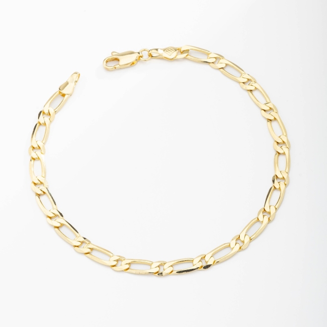 PR-0056-PULSEIRA MASCULINA BANHADA A OURO 18K COM DESIGN DE ELOS CLÁSSICOS.  22 CM