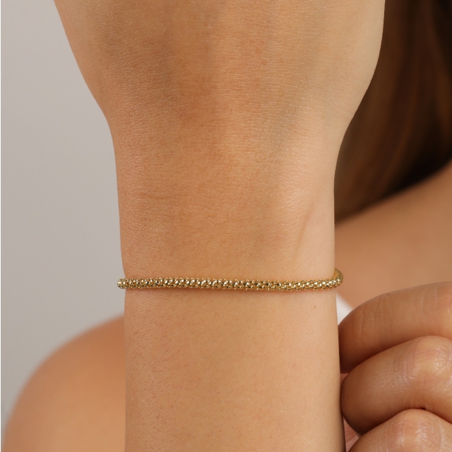 PR-0083-PULSEIRA BANHADA A OURO 18K COM CORRENTE EM MALHA FLEXÍVEL