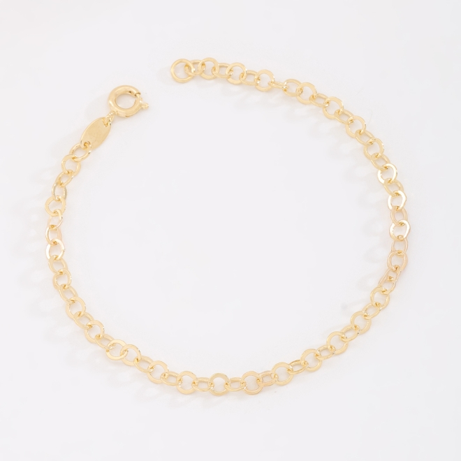 PR-0128 PULSEIRA BANHADA A OURO 18K COM ELOS REDONDOS INTERCALADOS