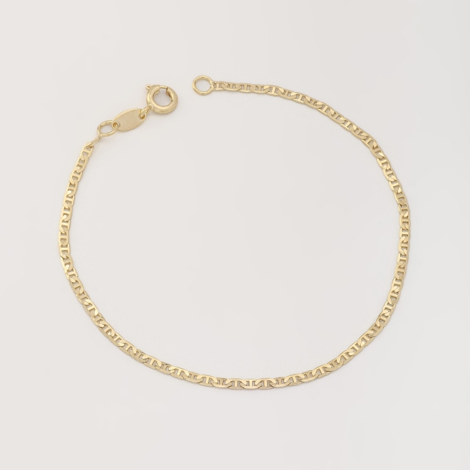 PR-0133 PULSEIRA BANHADA A OURO 18K COM CORRENTE EM ELO PIASTRINE