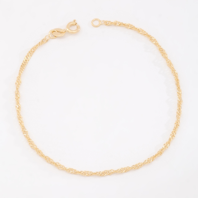 PR-0154 PULSEIRA BANHADA A OURO 18K COM CORRENTE SINGAPURA