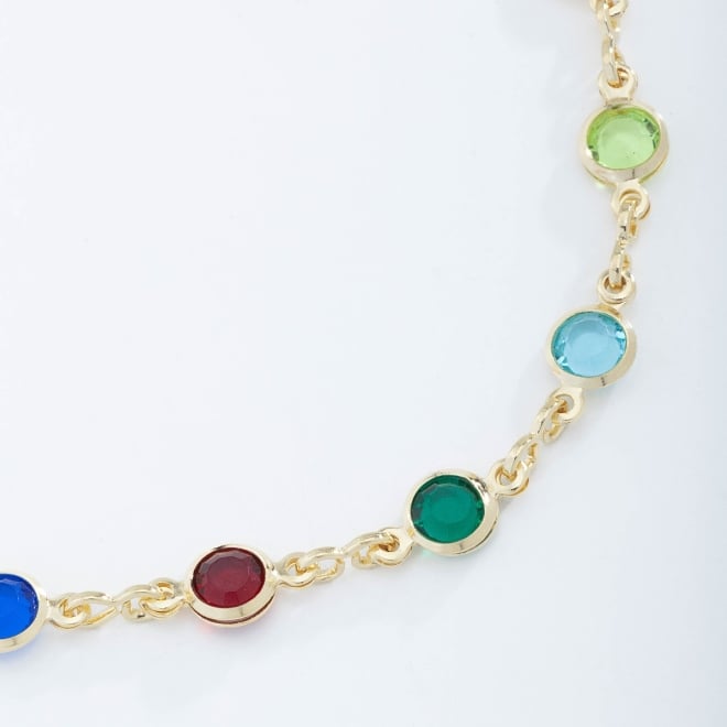 PU-00001 PULSEIRA BANHADA A OURO 18K COM PEDRAS REDONDAS COLORIDAS