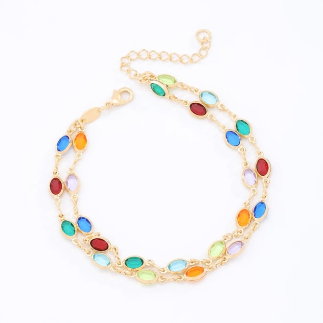 PU-00008-PULSEIRA COM CRISTAIS OVAIS COLORIDOS