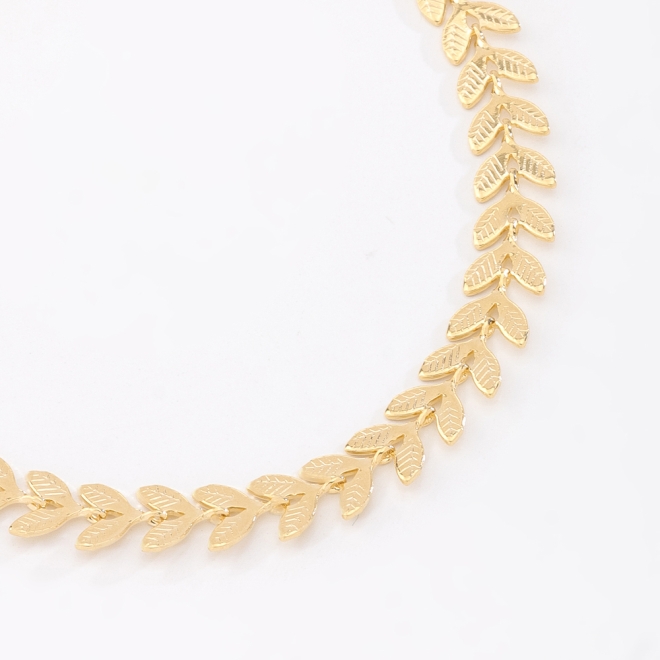 PU-00009 PULSEIRA BANHADA A OURO 18K COM DESIGN DE FOLHAS ENTRELAÇADAS