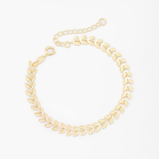 PU-00009 PULSEIRA BANHADA A OURO 18K COM DESIGN DE FOLHAS ENTRELAÇADAS