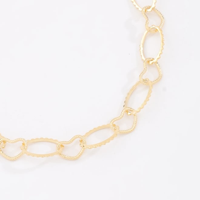 PU-00039 PULSEIRA BANHADA A OURO 18K COM ELOS INTERCALADOS EM CORAÇÃO E OVAL