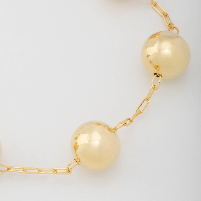 PU-00071 PULSEIRA BANHADA A OURO 18K COM ESFERAS POLIDAS