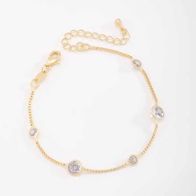 PU-00077 PULSEIRA BANHADA A OURO 18K COM CORRENTE DELICADA E PONTOS DE ZIRCÔNIAS