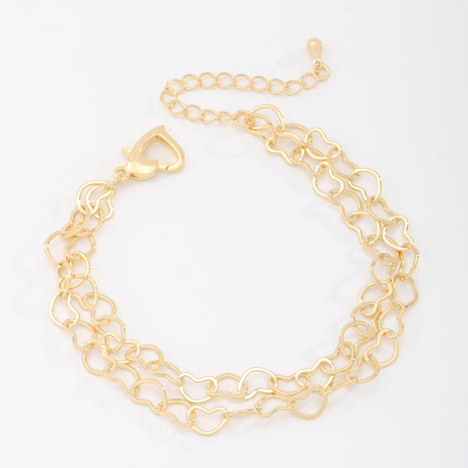pu-00113-PULSEIRA TRIPLA COM ELOS DE CORAÇÃO