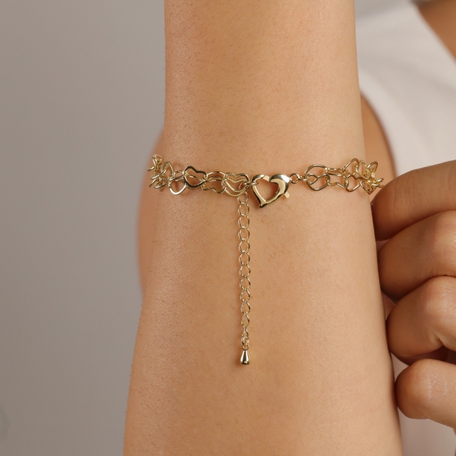 pu-00113-PULSEIRA TRIPLA COM ELOS DE CORAÇÃO
