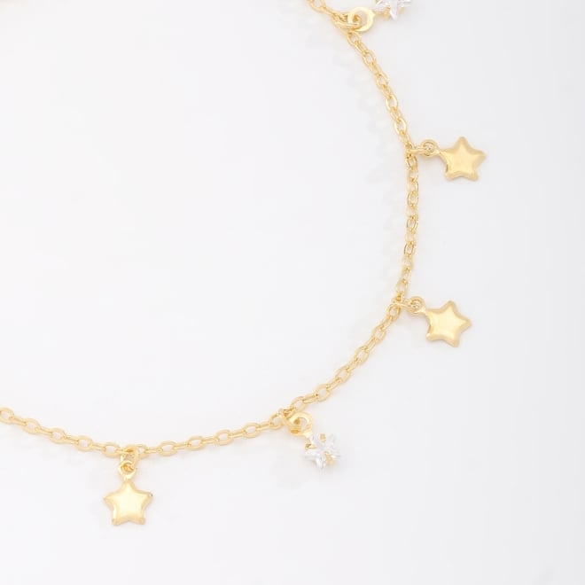 PU-00140 PULSEIRA BANHADA A OURO 18K COM PINGENTES EM FORMATO DE ESTRELAS