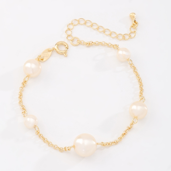PU-00142 PULSEIRA BANHADA A OURO 18K COM PÉROLAS