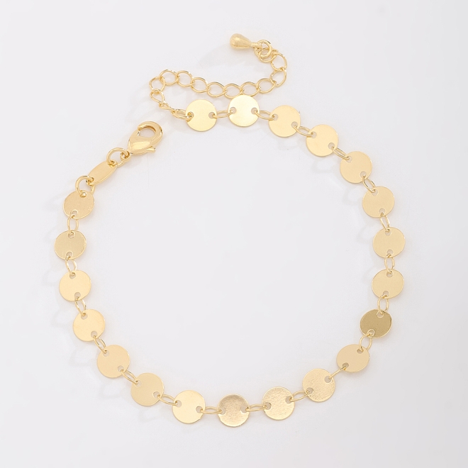 PU-00168 PULSEIRA BANHADA A OURO 18K COM PLACAS REDONDAS LISAS