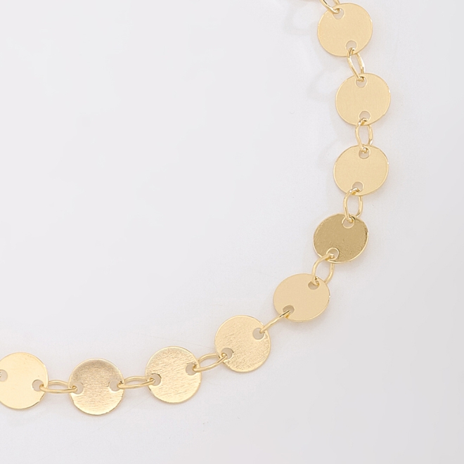 PU-00168 PULSEIRA BANHADA A OURO 18K COM PLACAS REDONDAS LISAS