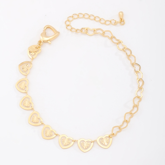 PU-00204 PULSEIRA BANHADA A OURO 18K EM ELOS DE CORAÇÃO