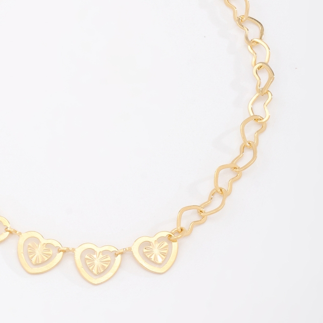 PU-00204 PULSEIRA BANHADA A OURO 18K EM ELOS DE CORAÇÃO