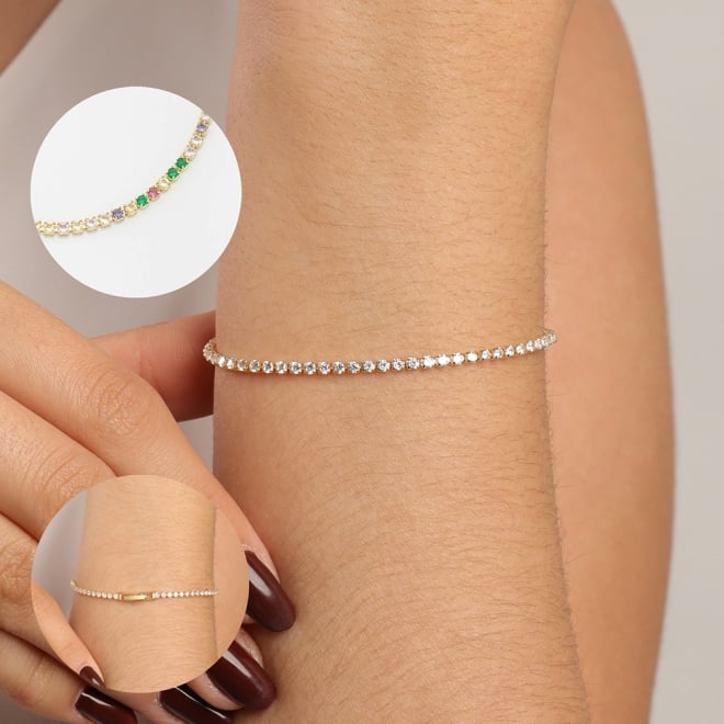 PU-00234 PULSEIRA BANHADA A OURO 18K ESTILO RIVIERA COM ZIRCÔNIAS