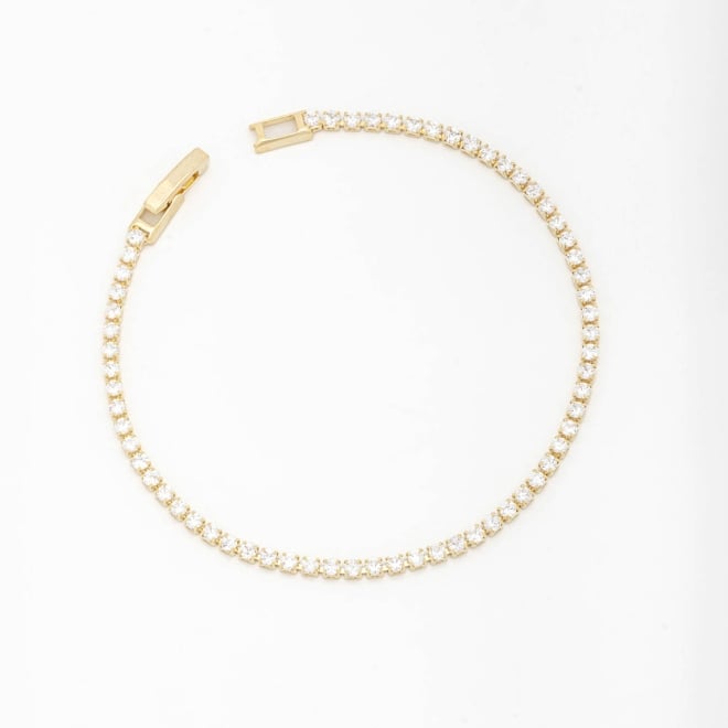 PU-00234 PULSEIRA BANHADA A OURO 18K ESTILO RIVIERA COM ZIRCÔNIAS