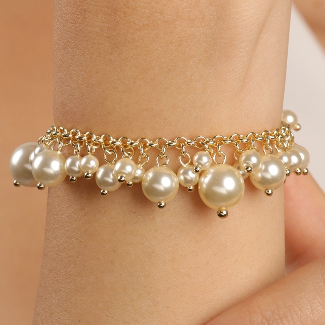PU-00254 PULSEIRA BANHADA A OURO 18K COM CORRENTE DELICADA E PÉROLAS
