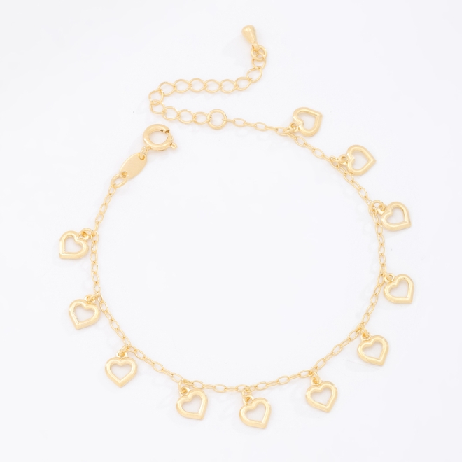PU-00285-PULSEIRA COM PINGENTES DE CORAÇÃO VAZADOS