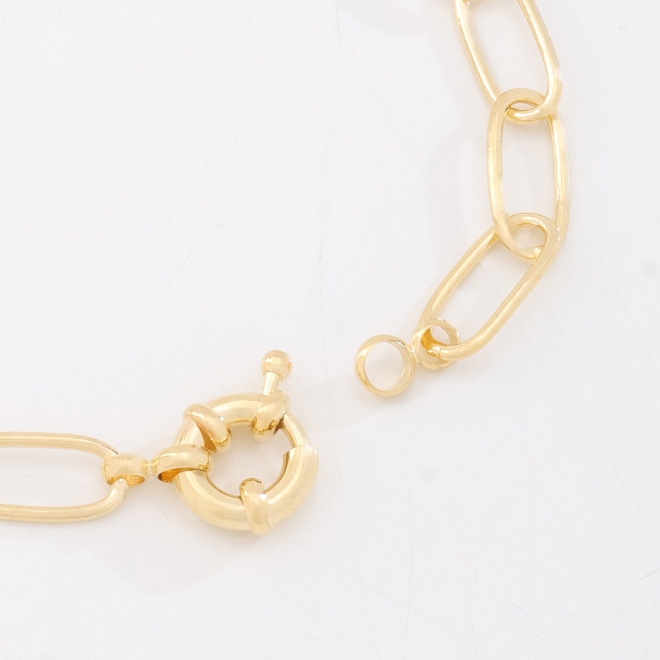 PU-00307 PULSEIRA BANHADA A OURO 18K COM ELOS OVAIS E FECHO BOIA