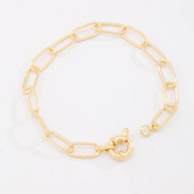 PU-00307 PULSEIRA BANHADA A OURO 18K COM ELOS OVAIS E FECHO BOIA
