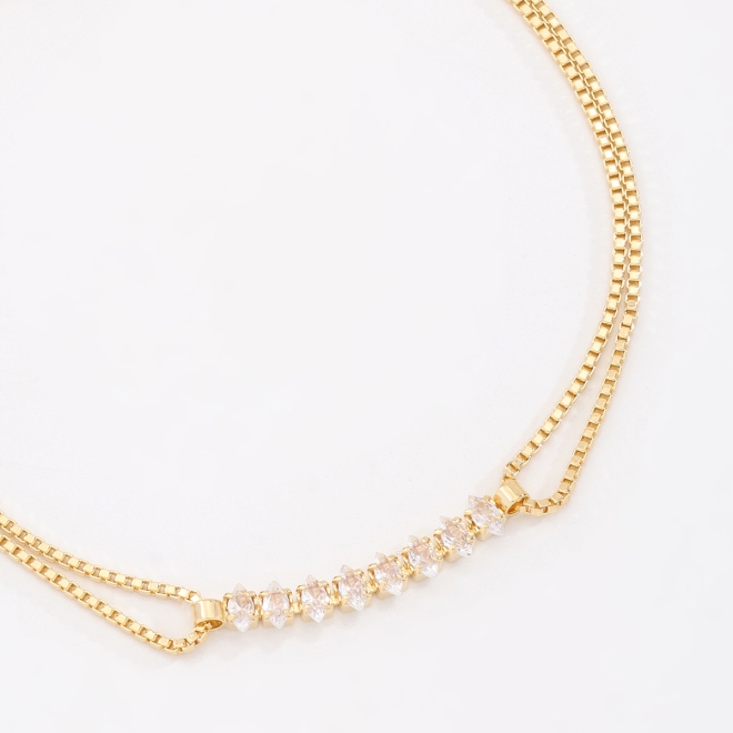 PU-00342 PULSEIRA COM ZIRCÔNIA NAVETE 18CM