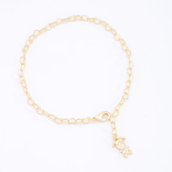 PU-00392-PULSEIRA COM ELOS DE CORAÇÃO E PINGENTE DE MENINA