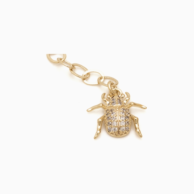 PU-00393 PULSEIRA BANHADA A OURO 18K COM PINGENTE DE ESCARAVELHO EM ZIRCÔNIAS