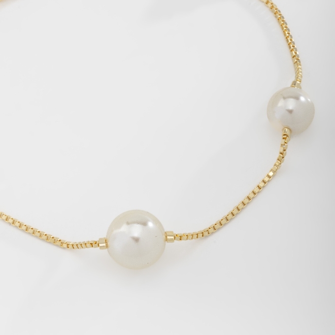 PU-00418 PULSEIRA BANHADA A OURO 18K COM PÉROLAS INTERCALADAS