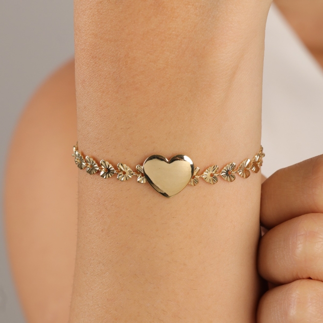 PU-00430 PULSEIRA COM DETALHES DE CORAÇÕES TEXTURIZADOS