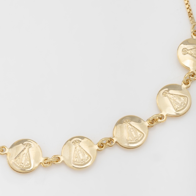 PU-00463  PULSEIRA COM PINGENTES DE NOSSA SENHORA APARECIDA