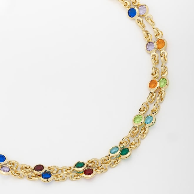 PU-00473-PULSEIRA DUPLA COM CRISTAIS COLORIDOS