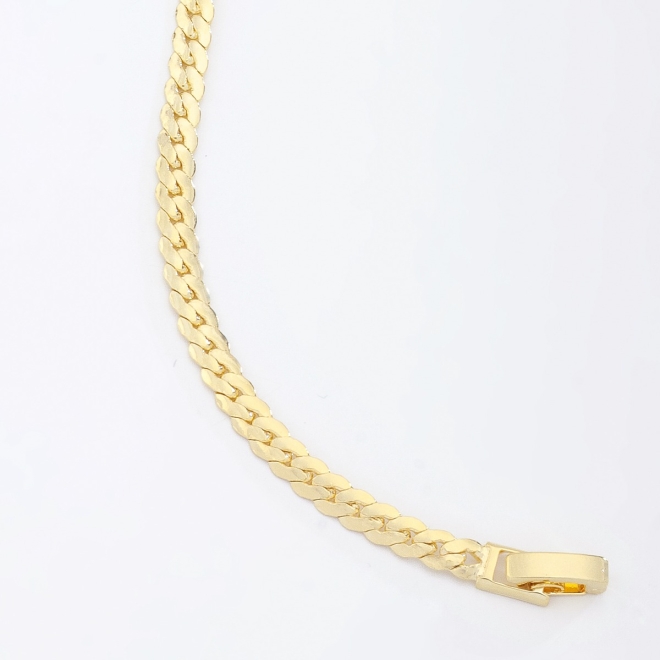 PU-00510 PULSEIRA BANHADA A OURO 18K COM CORRENTE EM ELOS ESTILO GRUMET COM ACABAMENTO POLIDO.