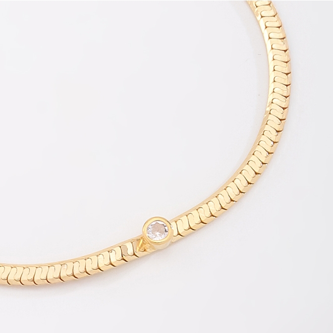 PU-00511 PULSEIRA SNAKE E DETALHE EM ZIRCÔNIA LAPIDADA