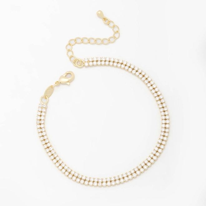 PU-00526 PULSEIRA BANHADA A OURO 18K COM DESIGN TIPO RIVIERA
