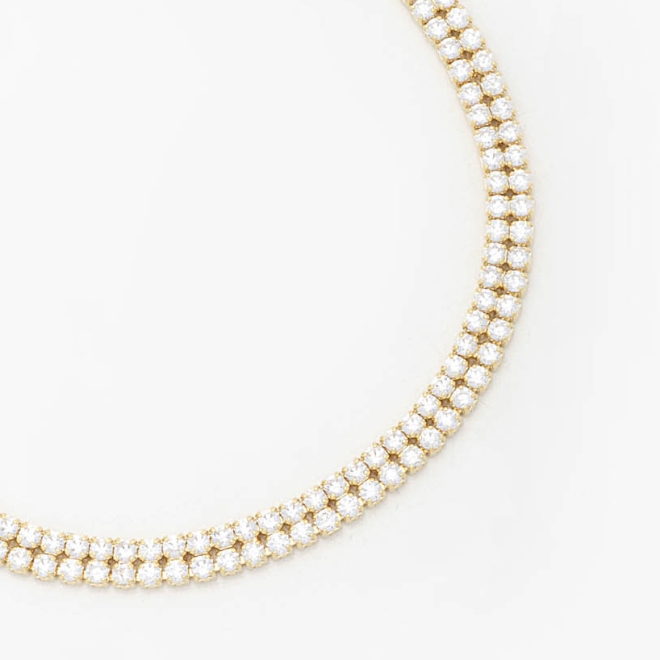 PU-00526 PULSEIRA BANHADA A OURO 18K COM DESIGN TIPO RIVIERA