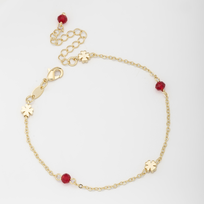 PU-00613 PULSEIRA BANHADA A OURO 18K COM DETALHES EM TREVO
