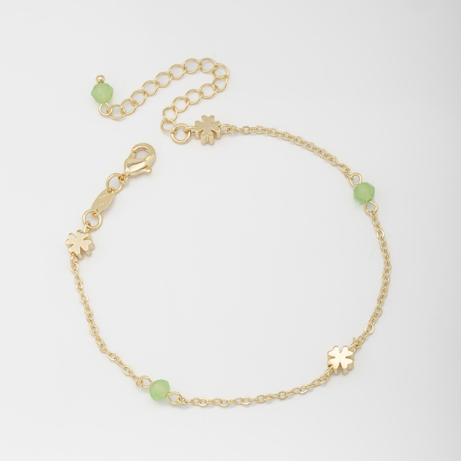 PU-00613 PULSEIRA BANHADA A OURO 18K COM DETALHES EM TREVO