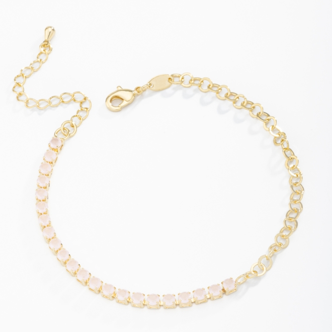 PU-00627 PULSEIRA RIVIERA COM FILEIRA DE ZIRCÔNIAS E CORRENTE EM ELOS