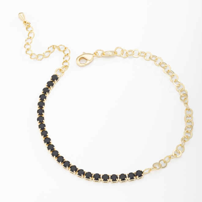 PU-00627 PULSEIRA RIVIERA COM FILEIRA DE ZIRCÔNIAS E CORRENTE EM ELOS
