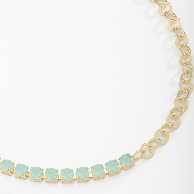 PU-00627 PULSEIRA RIVIERA COM FILEIRA DE ZIRCÔNIAS E CORRENTE EM ELOS