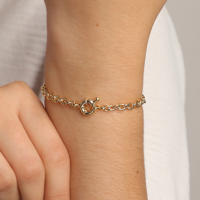 PU-00667 PULSEIRA BANHADA A OURO 18K COM CORRENTE ELOS