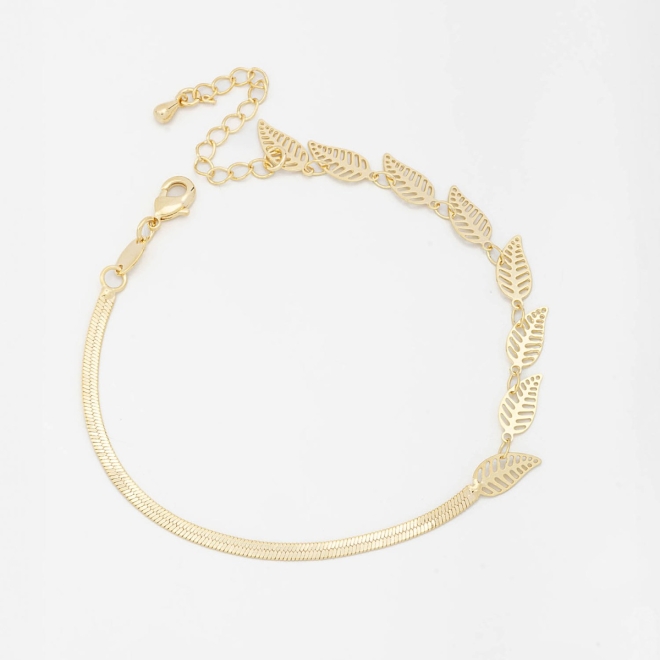 PU-00671 PULSEIRA COM DETALHES EM CORRENTE E FOLHAS VAZADAS